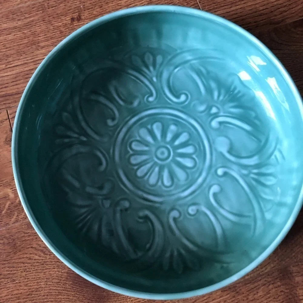 Teal enamel decor bowl